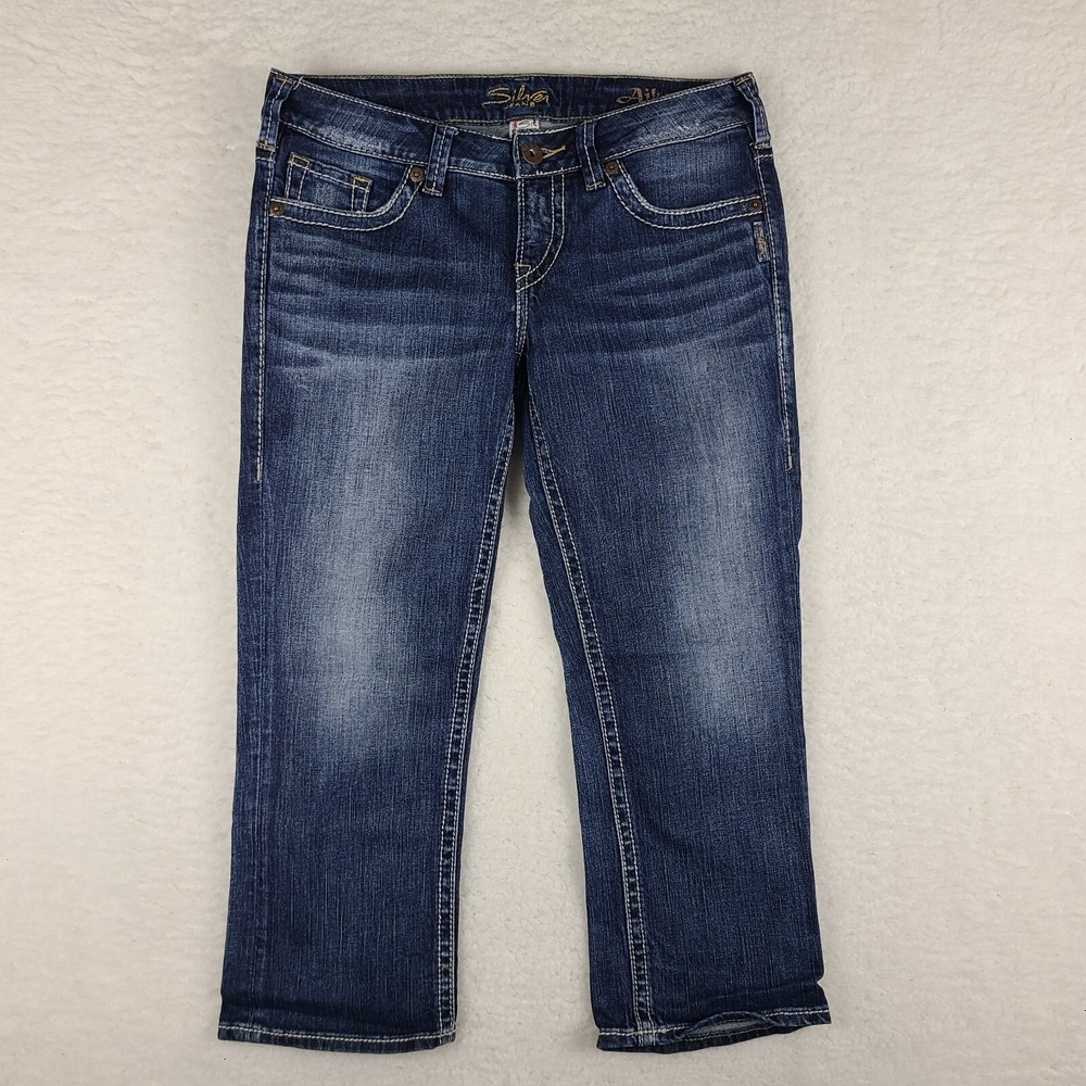 Silver Jeans Womens 29 Blue Aiko Capri Dark Wash‎ Denim